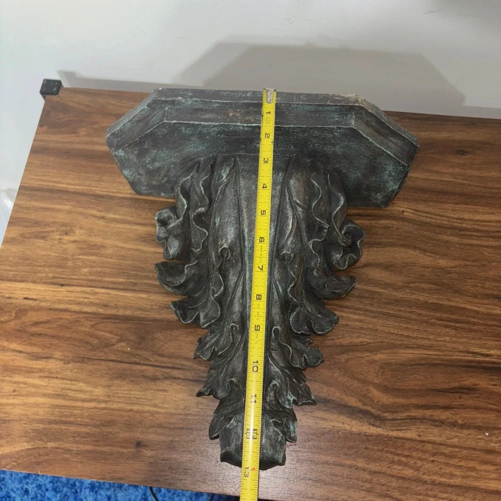 Vintage Style Wall Shelf Bronze Finish Leaf Design Home Decor Accent